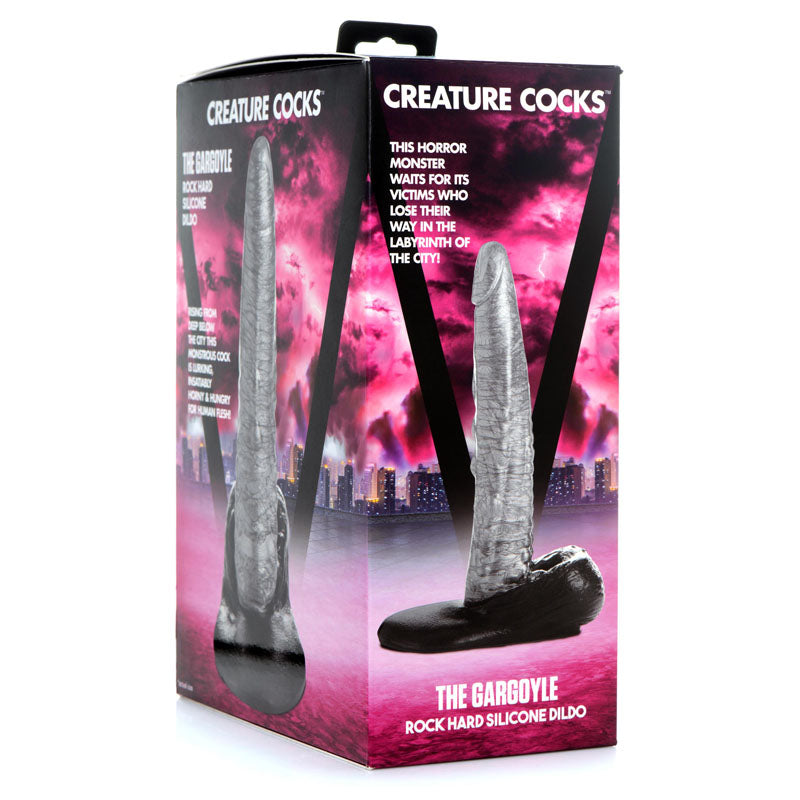Creature Cocks Gargoyle Rock Hard Silver Fantasy Dildo (9.3")
