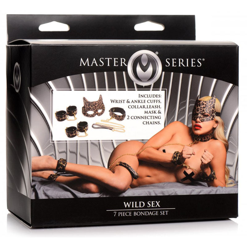 Master Series Wild Sex - Complete 7 Piece Bondage Set - Leopard Print Designs