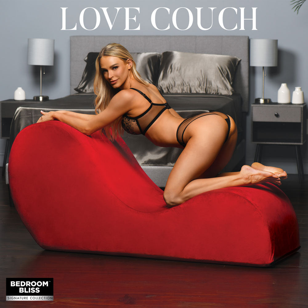 Bedroom Bliss Love Red Sex Couch - Water Resistant Faux Suede and Washable