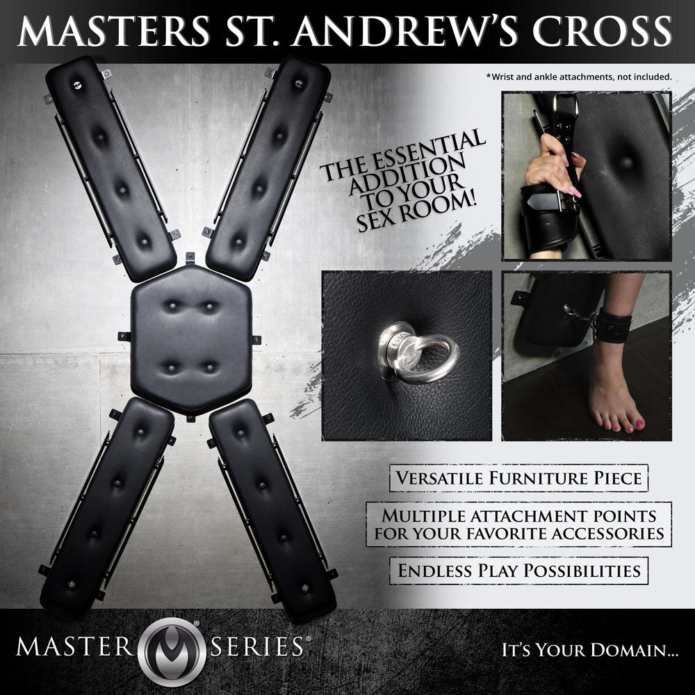 Master Series St Andrew's Cross - Wall-Mounted Bondage Furniture