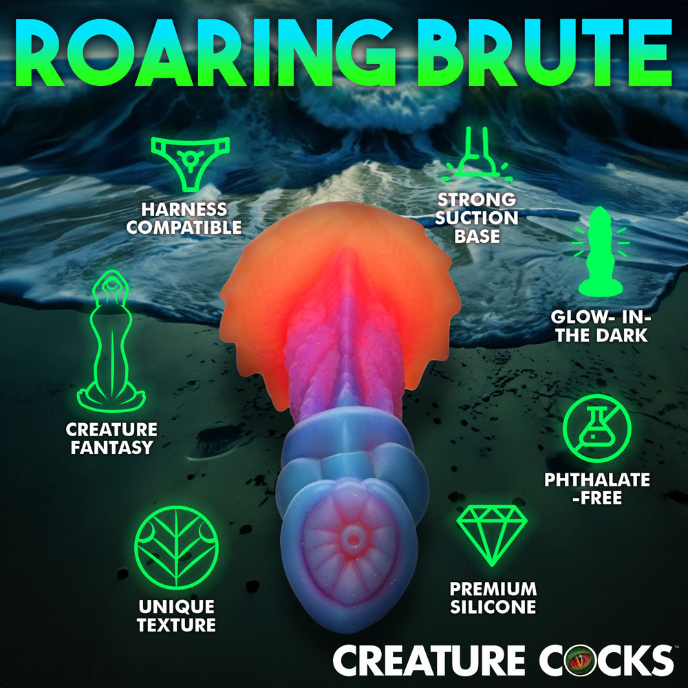 Creature Cocks Aqua-Cock - Glow in the Dark Fantasy Dildo - Harness Compatible with Suction Base (19.3cm)