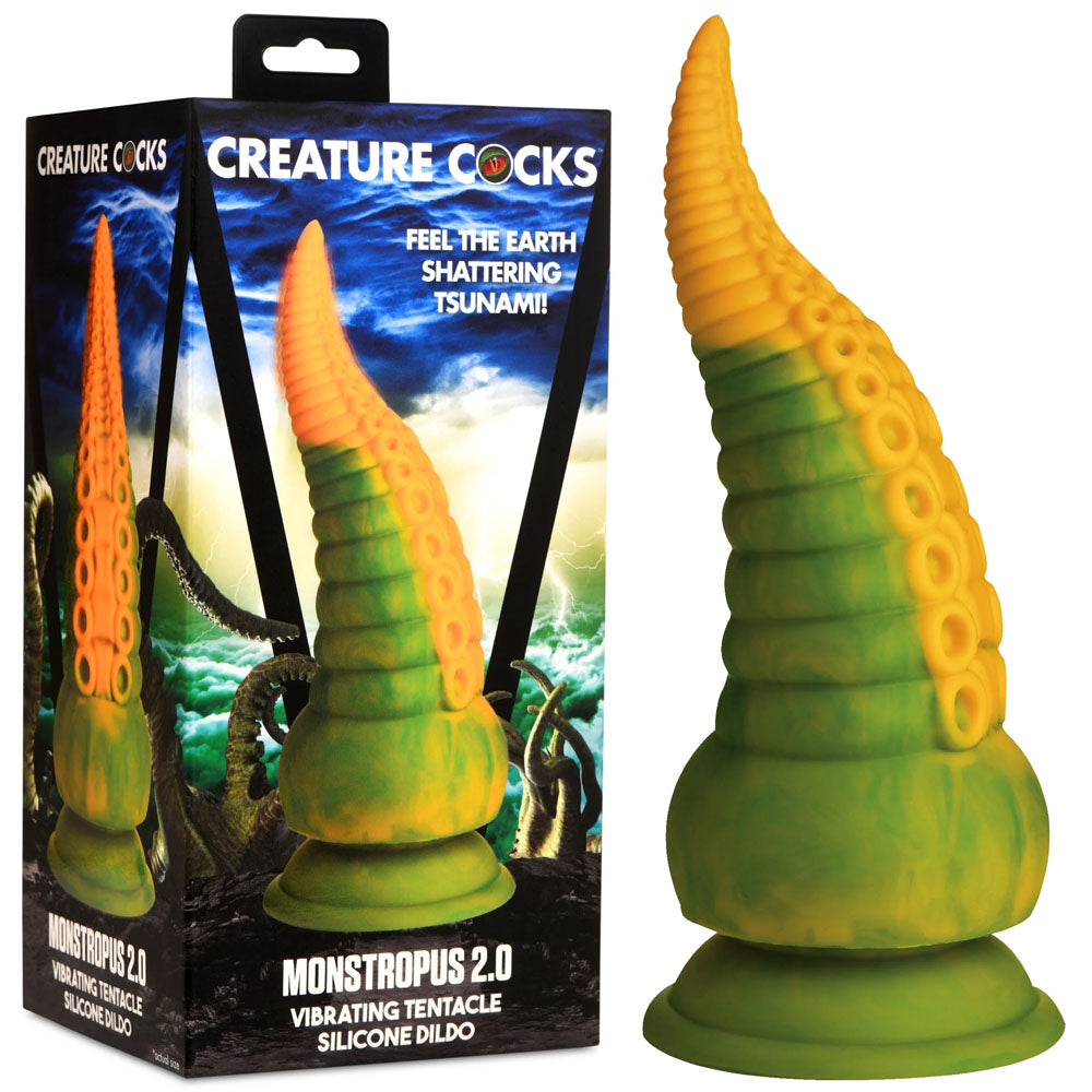 Creature Cocks Monstropus 2.0 - Powerful Vibrating Tentacle Dildo - Harness Compatible with Suction Cup (18.5cm)