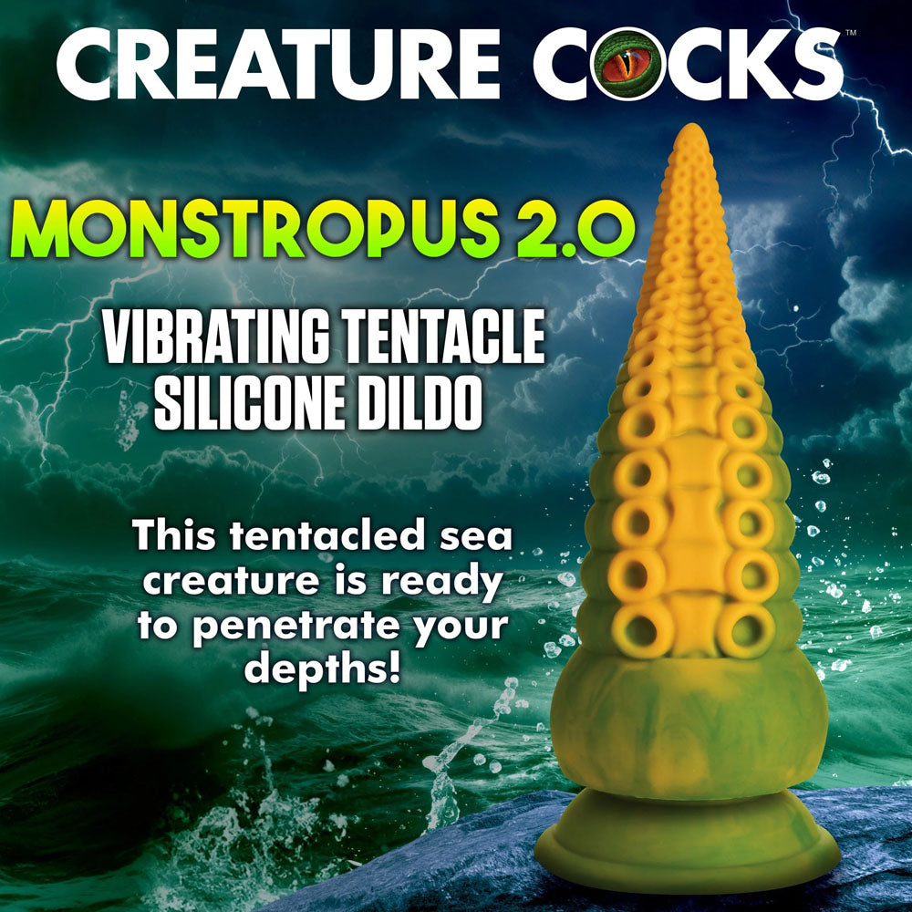 Creature Cocks Monstropus 2.0 - Powerful Vibrating Tentacle Dildo - Harness Compatible with Suction Cup (18.5cm)