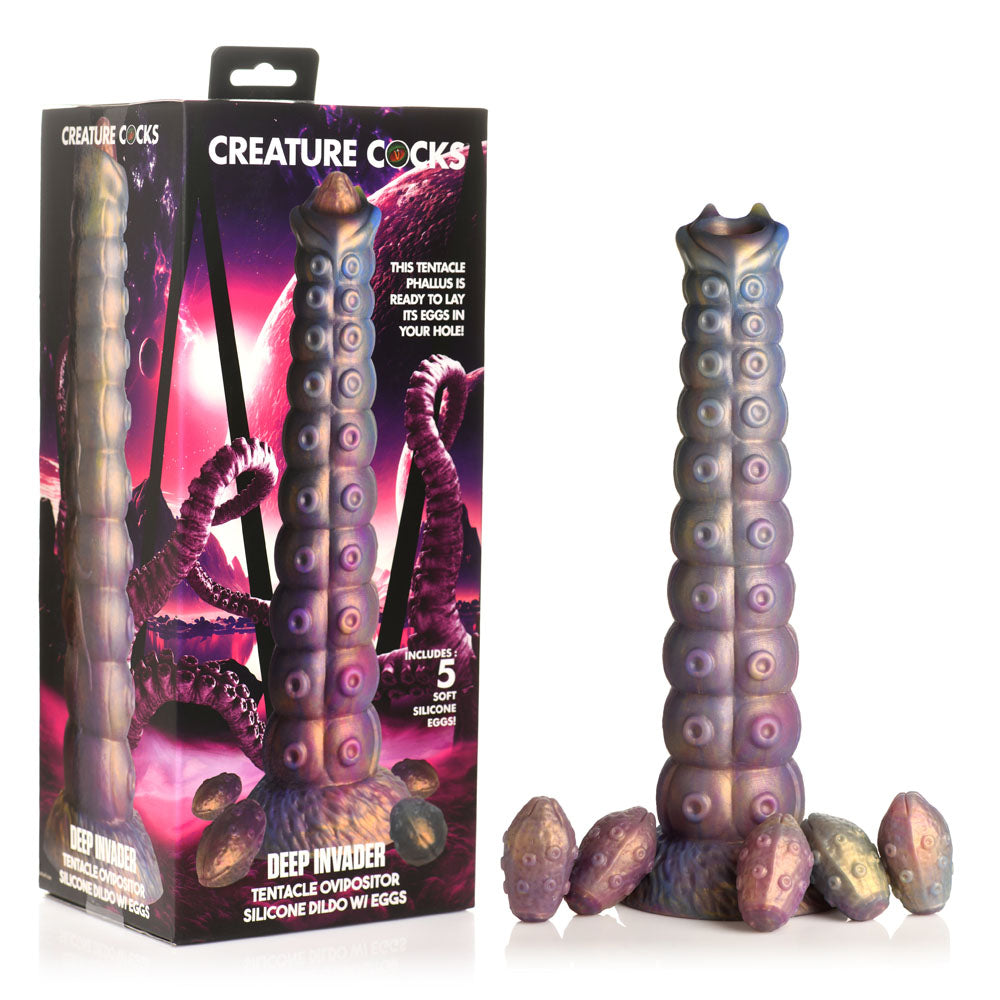 Creature Cocks Deep Invader – Multi-Colour Ovipositor Fantasy Dildo with Eggs (22.9cm)