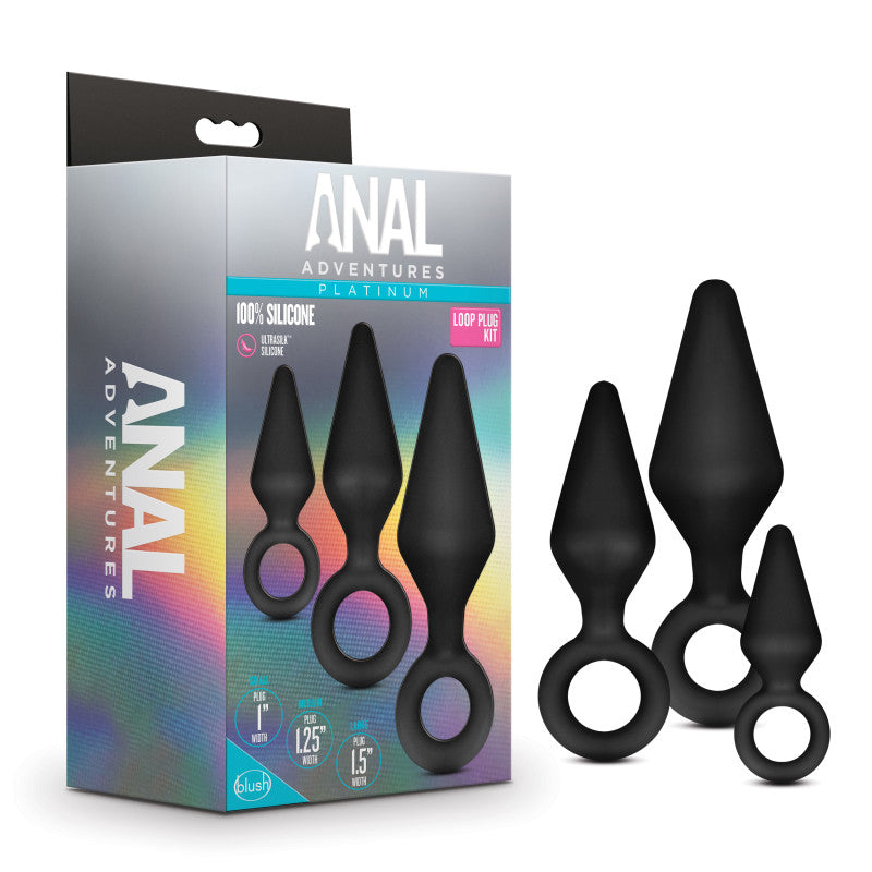 Anal Adventures Platinum Loop Plug Kit – 3-Size Set