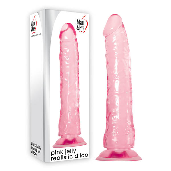 Adam & Eve Realistic Pink Jelly Dildo with Suction Base (8")