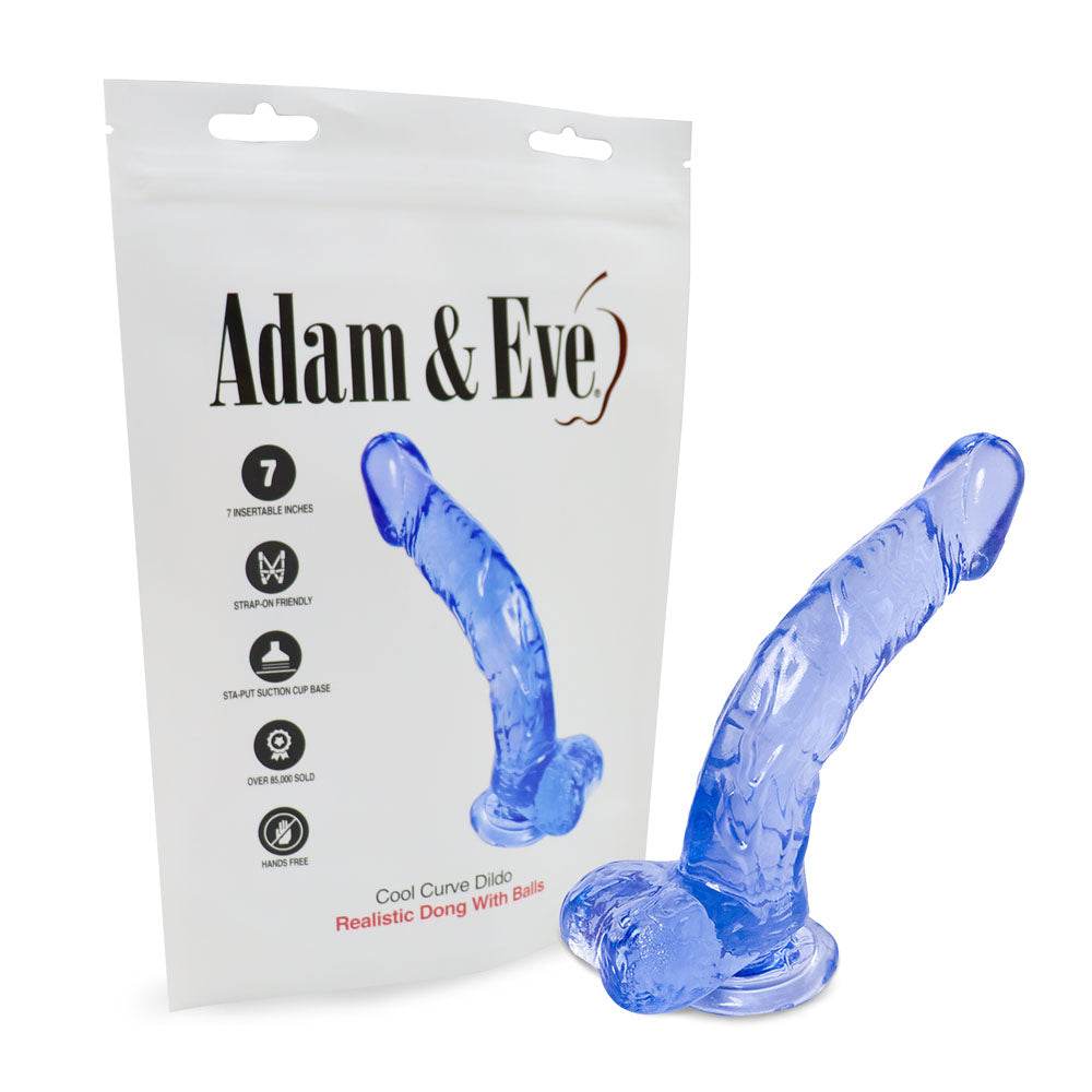 Adam & Eve Cool Jelly Curved Dildo with Suction Cup for G & P-Spot (21.6 cm)