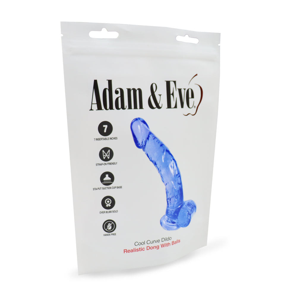 Adam & Eve Cool Jelly Curved Dildo with Suction Cup for G & P-Spot (21.6 cm)