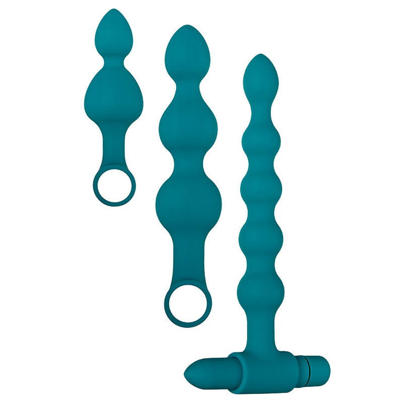 Adam & Eve Vibrating Bumpy Anal Bead Set - Powerful Vibrations