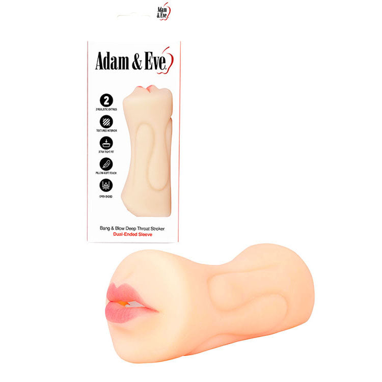 Adam & Eve Bang & Blow Deep Throat Stroker - Dual-Ended Vagina & Mouth Stroker