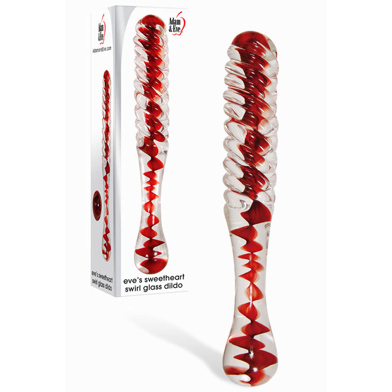 Adam & Eve Sweetheart Swirl Glass Dildo - Textured Swirl Design (22cm)