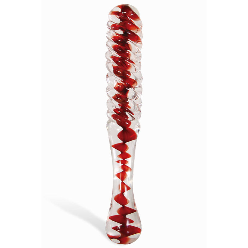 Adam & Eve Sweetheart Swirl Glass Dildo - Textured Swirl Design (22cm)