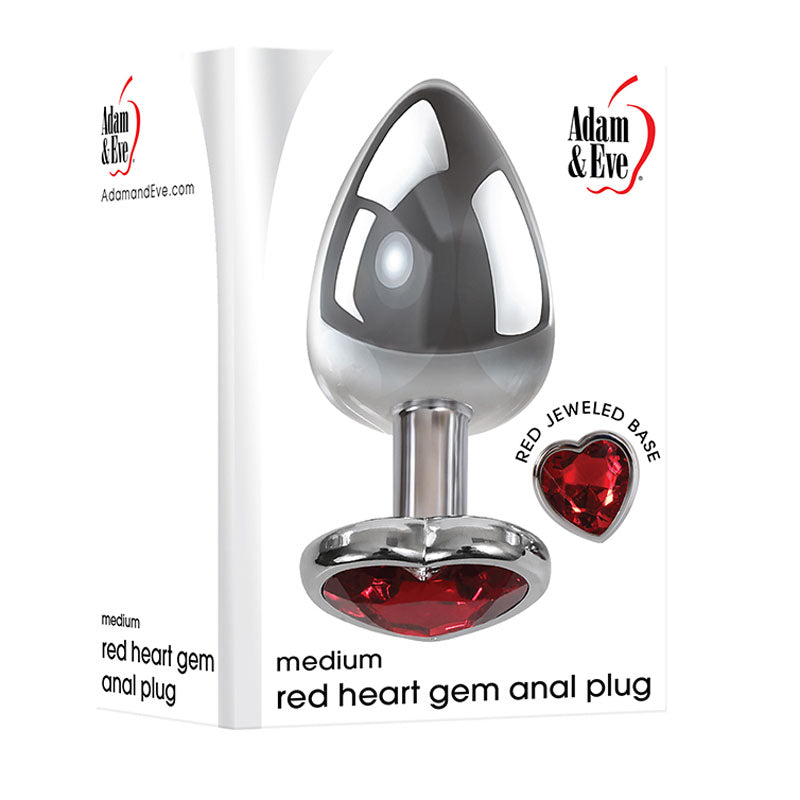 Adam & Eve Red Heart Gem Butt Plug + Discreet Storage Bag (8.25cm)
