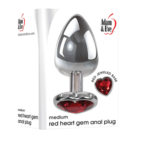 Adam & Eve Red Heart Gem Butt Plug + Discreet Storage Bag (8.25cm)
