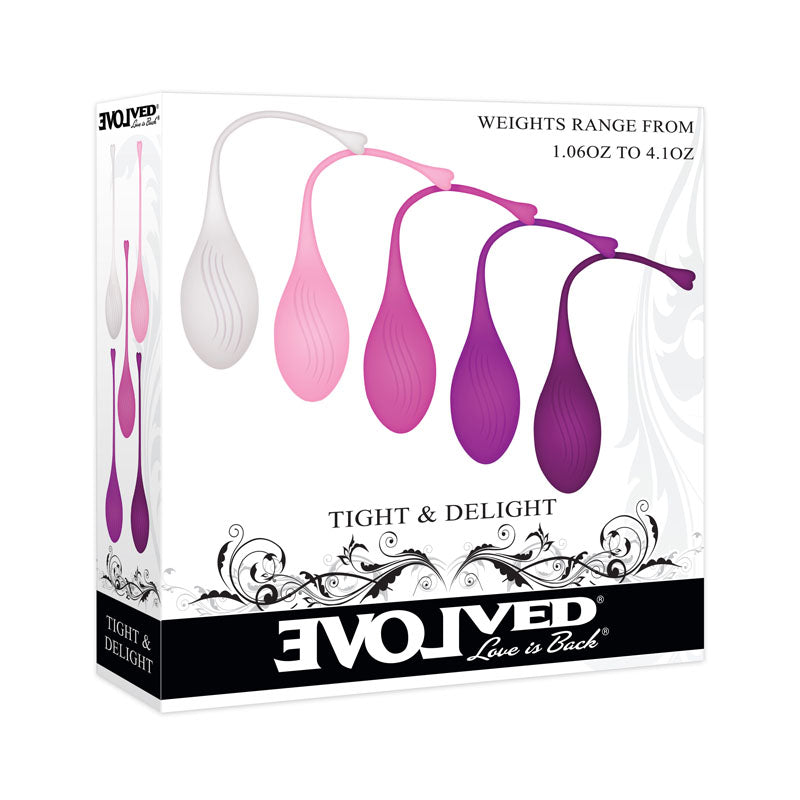 Evolved Tight & Delight | 5 Piece Kegel Training Set | Waterproof | Retrieval Cord