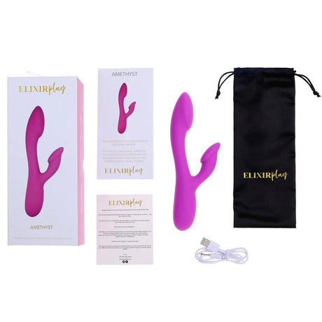 Amethyst Flexible Dual Stimulating Rabbit Vibrator with Luxury Satin Bag