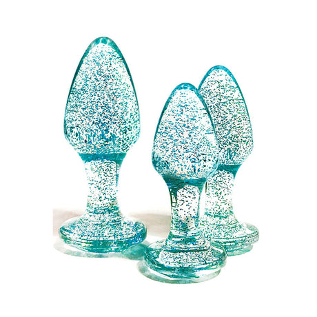 Adam & Eve Glitter Gem 3-Piece Graduating Butt Plug Set (Blue)