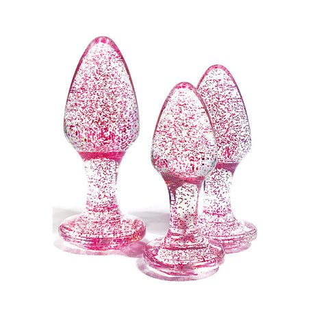 Adam & Eve Glitter Gem 3-Piece Graduating Butt Plug Set (Pink)