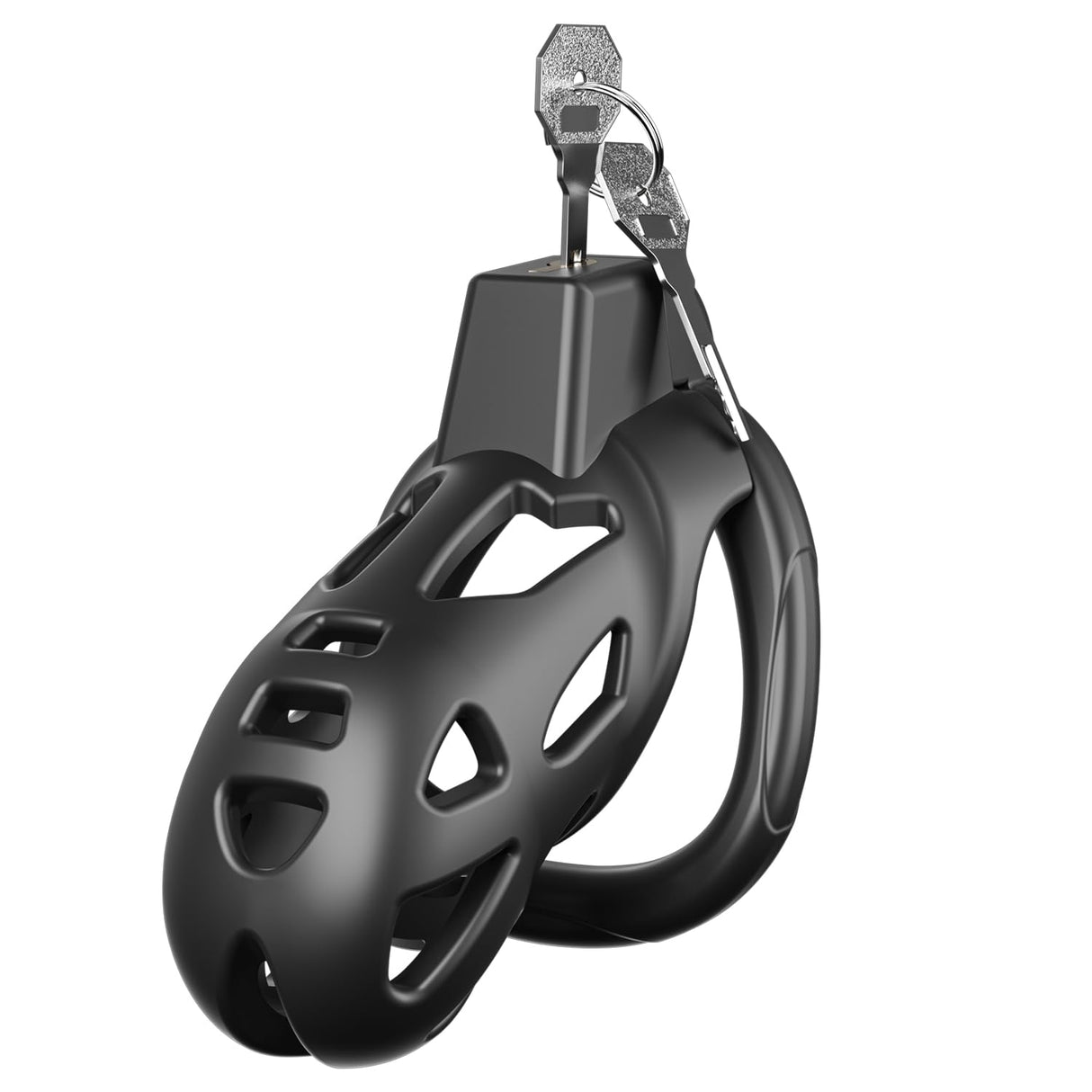 Pleasure Haven Cobra Chastity Cage - 4 Rings & 2 Keys, Breathable Resin
