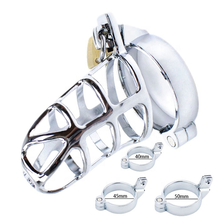 Pleasure Haven Metal Chastity Cage - Waterproof in Discreet Velvet Bag