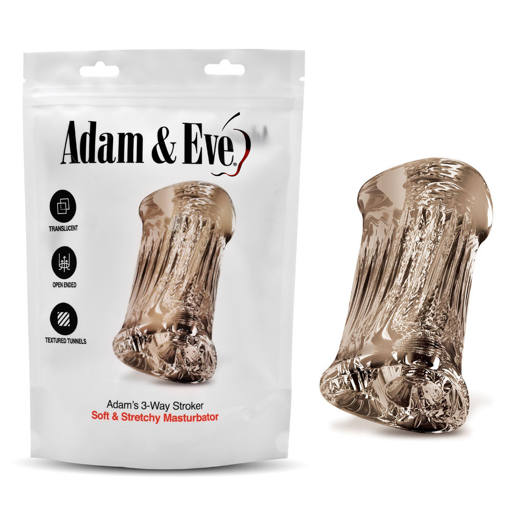 Adam & Eve 3-Way Manual Fleshlight - Clear Triple Hole Stroker