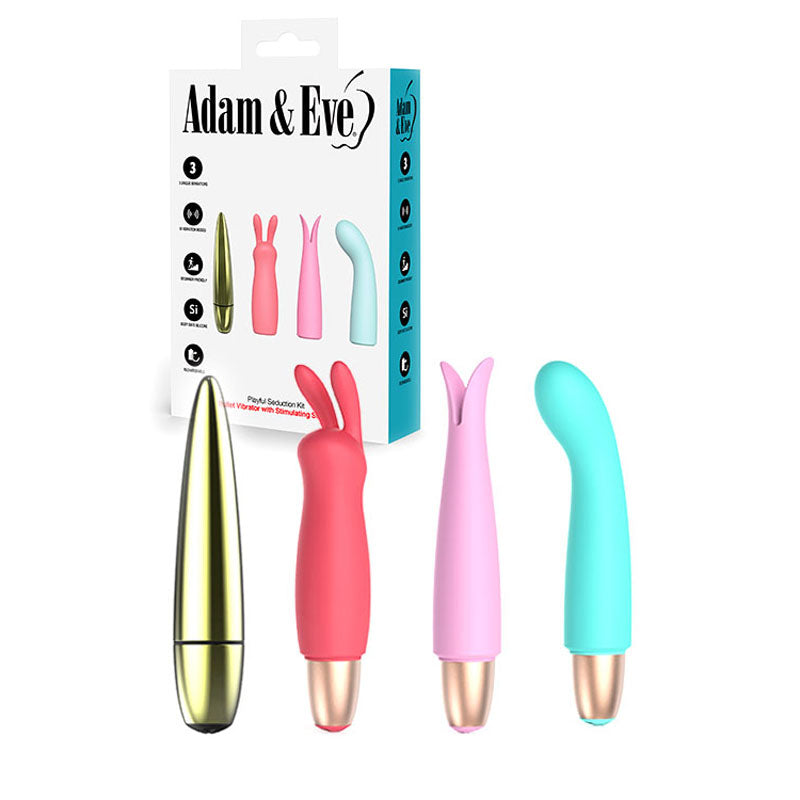 Adam & Eve Playful Seduction Kit – 4-Piece Customisable Vibrator Set
