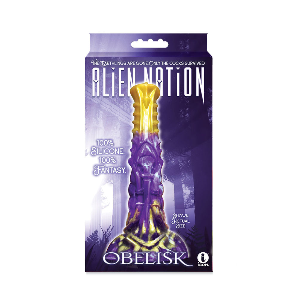 Alien Nation – Obelisk – Purple & Gold Fantasy Dildo with Ribbed Shaft (22.2cm)