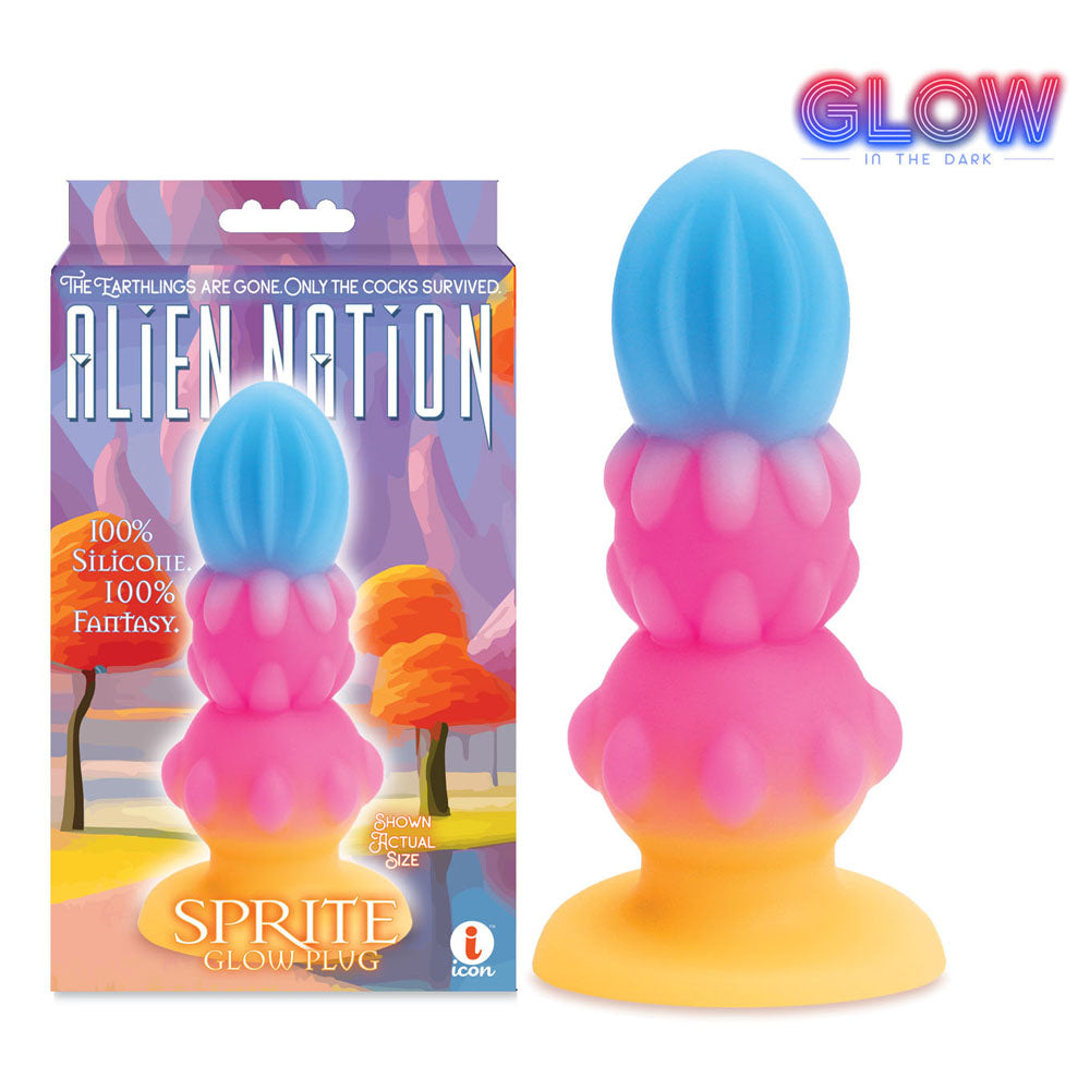 Alien Nation Sprite – Glow-in-the-Dark Fantasy Anal Plug with Ridges (14cm)