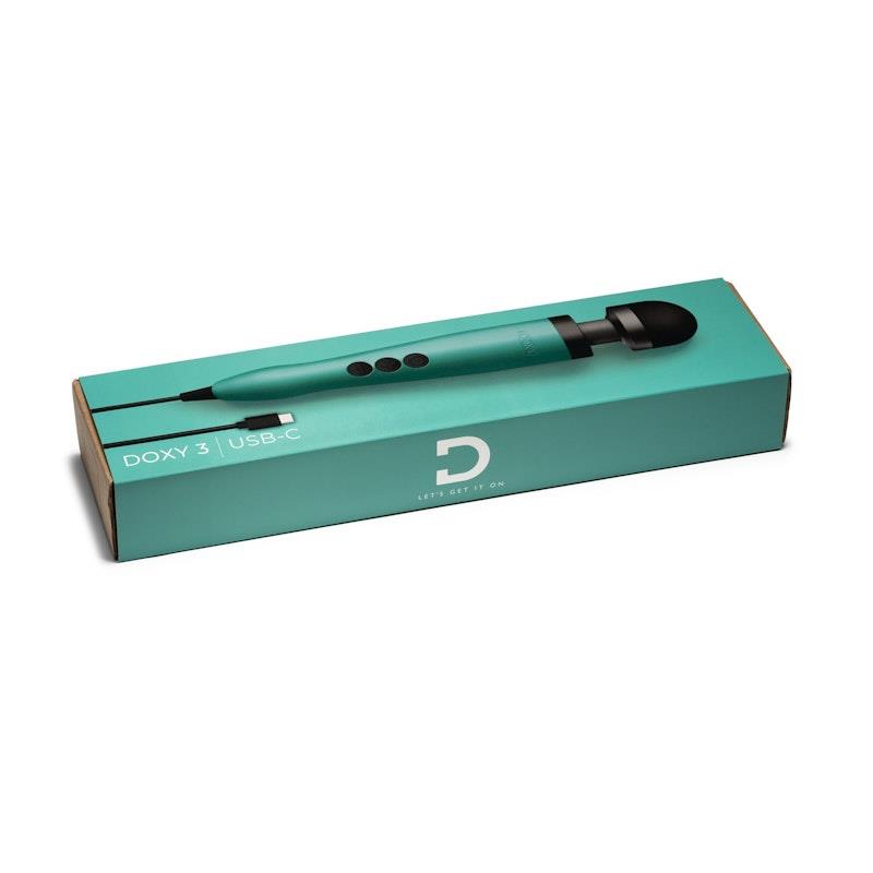 Doxy 3 USB-C Turquoise – Compact & Powerful Plug-In Wand Massager