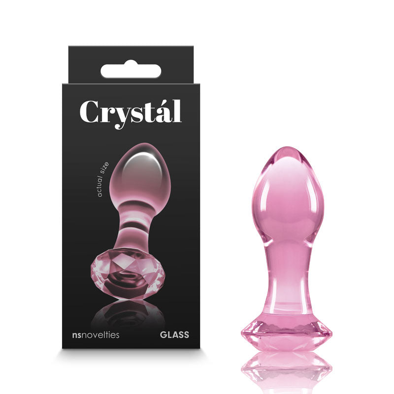 Crystal Gem Pink Glass Butt Plug - Premium Glass & Gem Base (9cm)