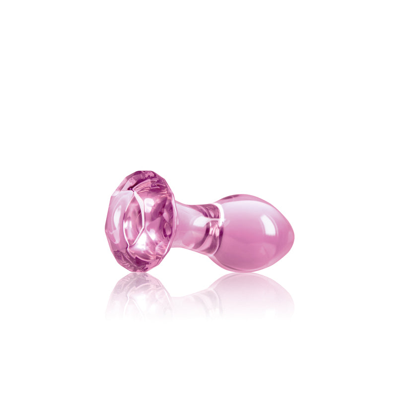 Crystal Gem Pink Glass Butt Plug - Premium Glass & Gem Base (9cm)