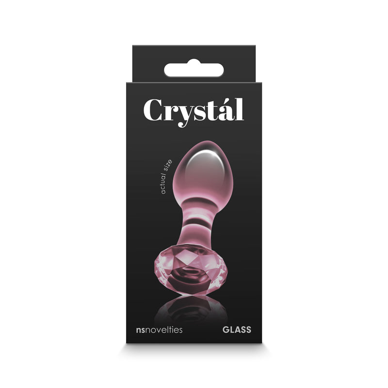 Crystal Gem Pink Glass Butt Plug - Premium Glass & Gem Base (9cm)