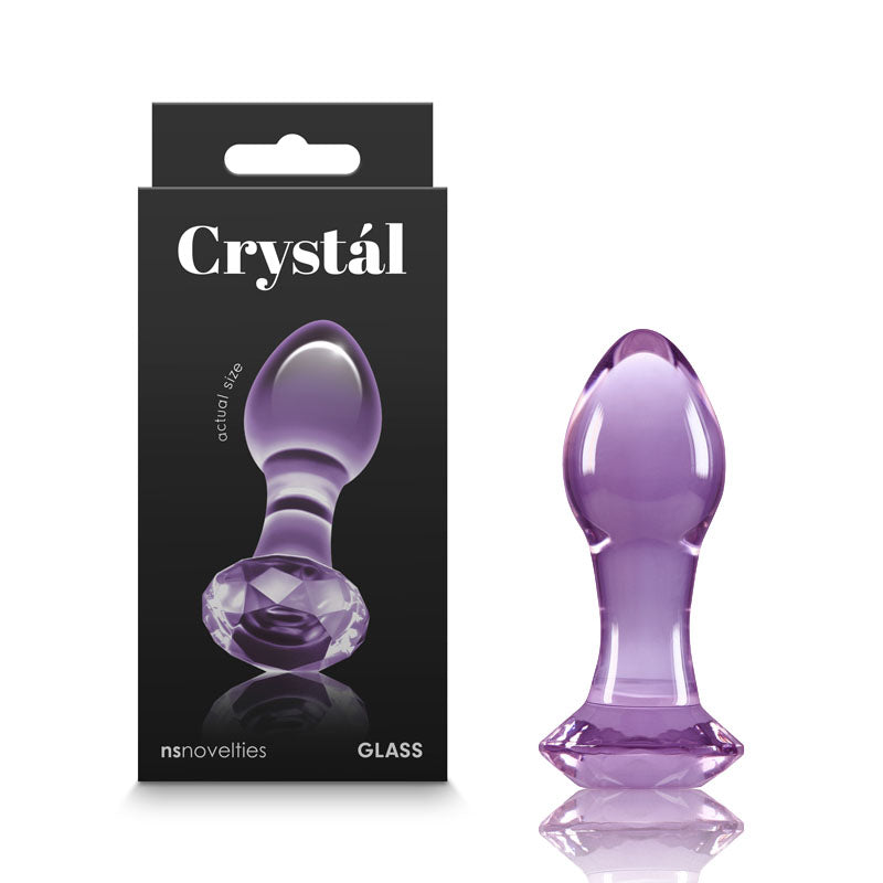 Crystal Gem Purple Glass Butt Plug - Premium Glass & Gem Base (9cm)