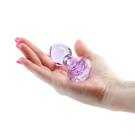 Crystal Gem Purple Glass Butt Plug - Premium Glass & Gem Base (9cm)
