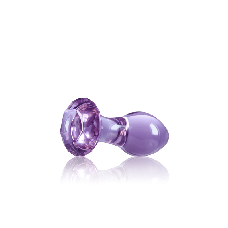 Crystal Gem Purple Glass Butt Plug - Premium Glass & Gem Base (9cm)