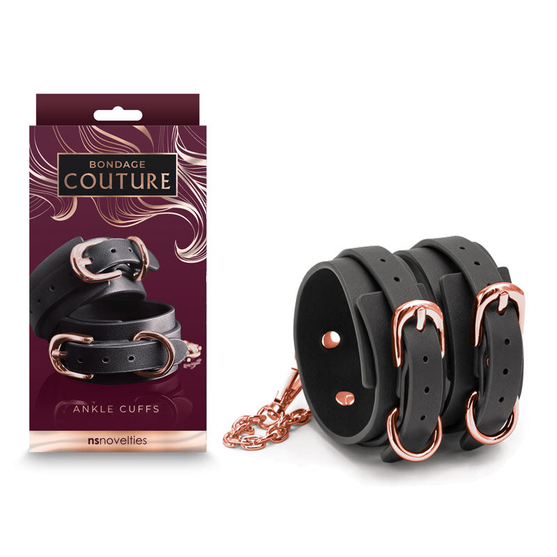 Bondage Couture Ankle Cuffs - Elegant & Durable Restraints | Black