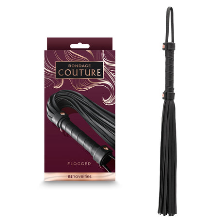 Bondage Couture Flogger Black Flogger Whip - Elegant & Versatile