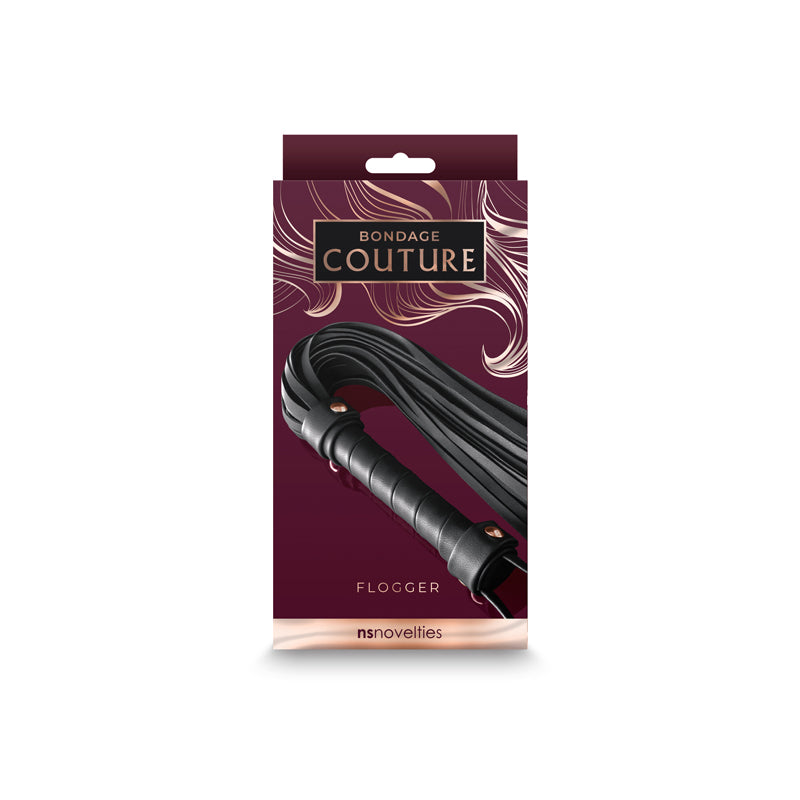 Bondage Couture Flogger Black Flogger Whip - Elegant & Versatile