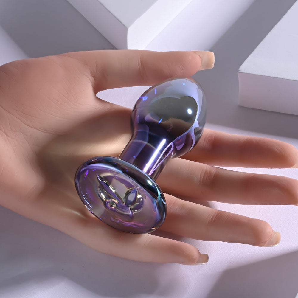 Playboy Pleasure Jewels Glass Butt Plug -  Tapered Design (8.5cm)