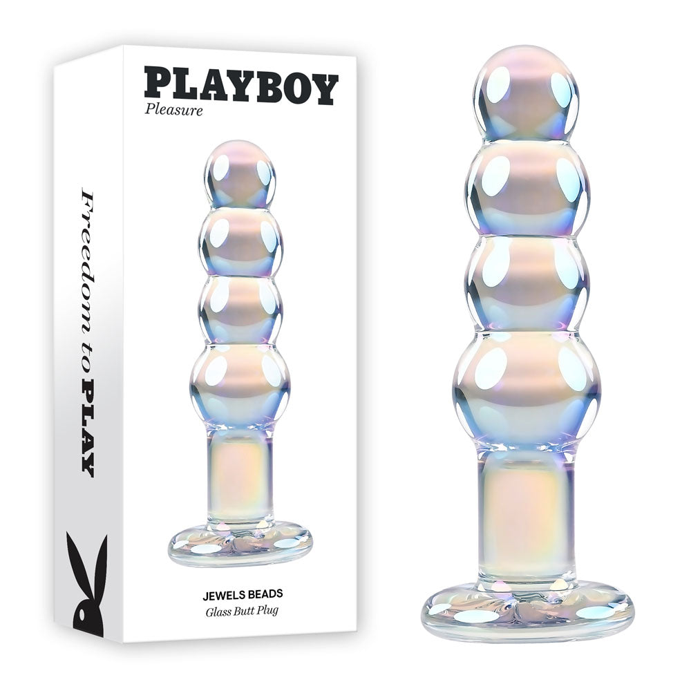 Playboy Pleasure Jewels Glass Anal Beads with Graduated Bulbs (12cm)