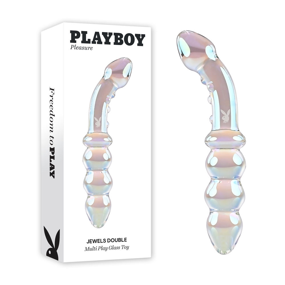 Playboy Pleasure Jewels Double-Ended Glass Dildo - G-Spot & P-Spot Stimulation (17.1cm)