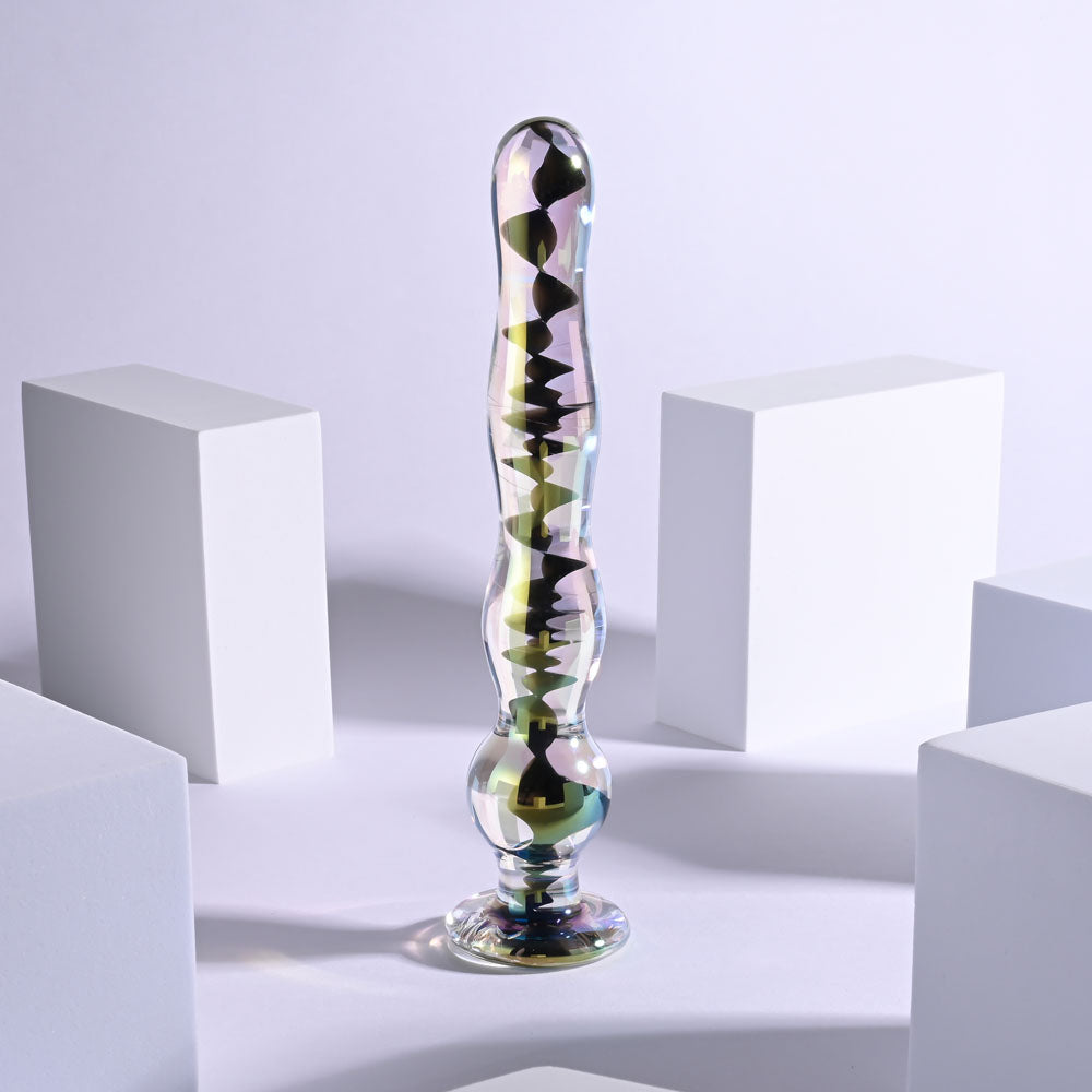 Playboy Jewels Wand Glass Dildo - Beaded Shaft (20.3cm)