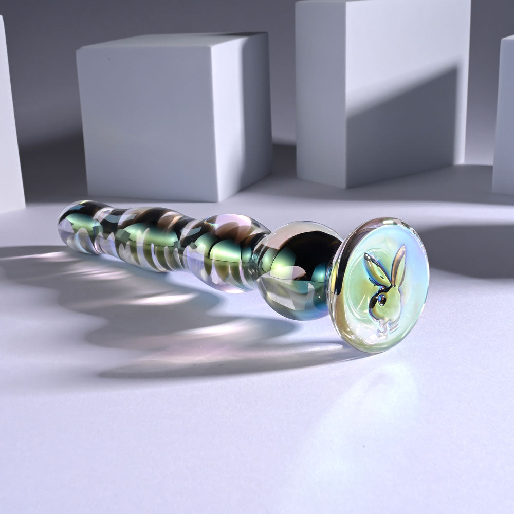 Playboy Jewels Wand Glass Dildo - Beaded Shaft (20.3cm)