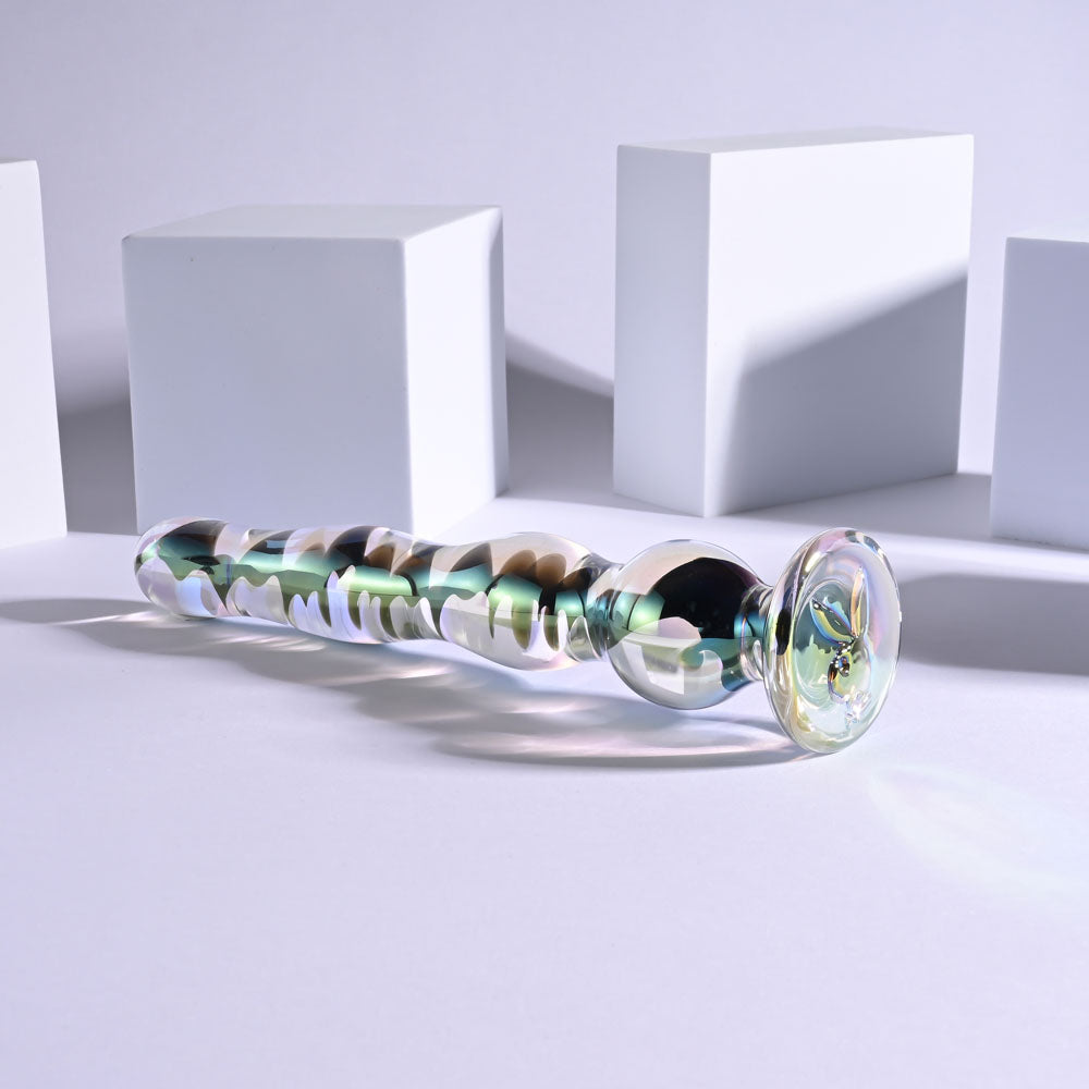 Playboy Jewels Wand Glass Dildo - Beaded Shaft (20.3cm)