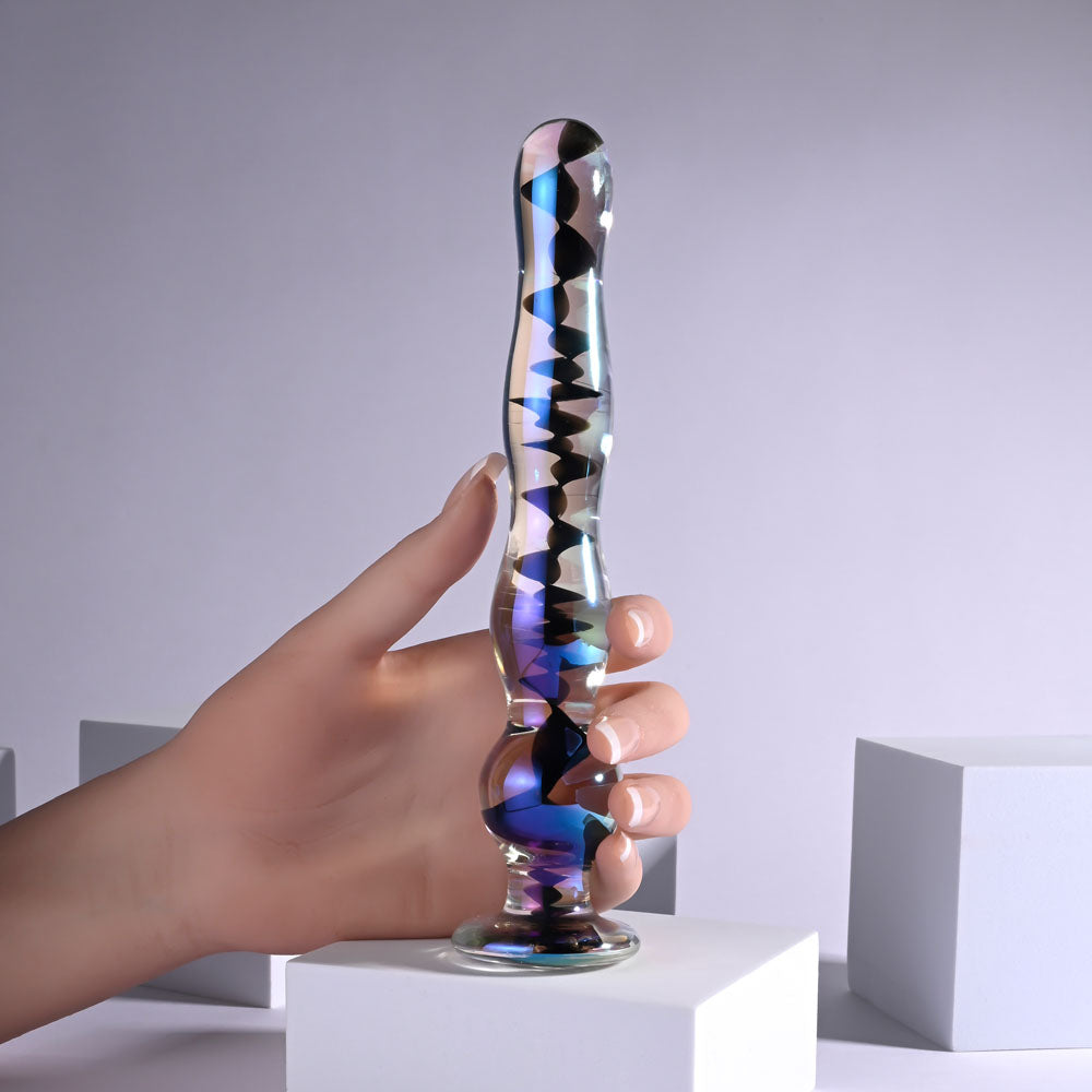 Playboy Jewels Wand Glass Dildo - Beaded Shaft (20.3cm)