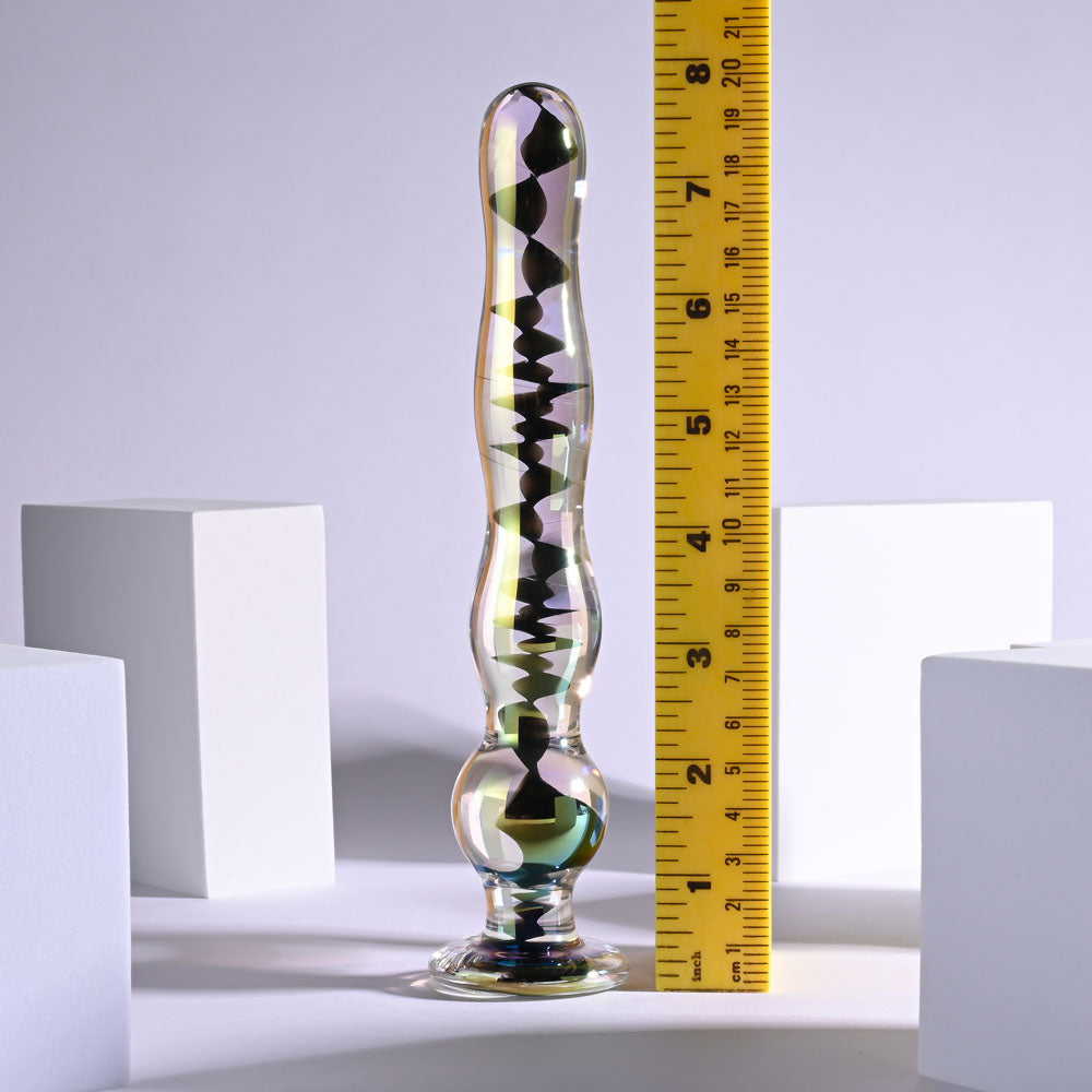 Playboy Jewels Wand Glass Dildo - Beaded Shaft (20.3cm)