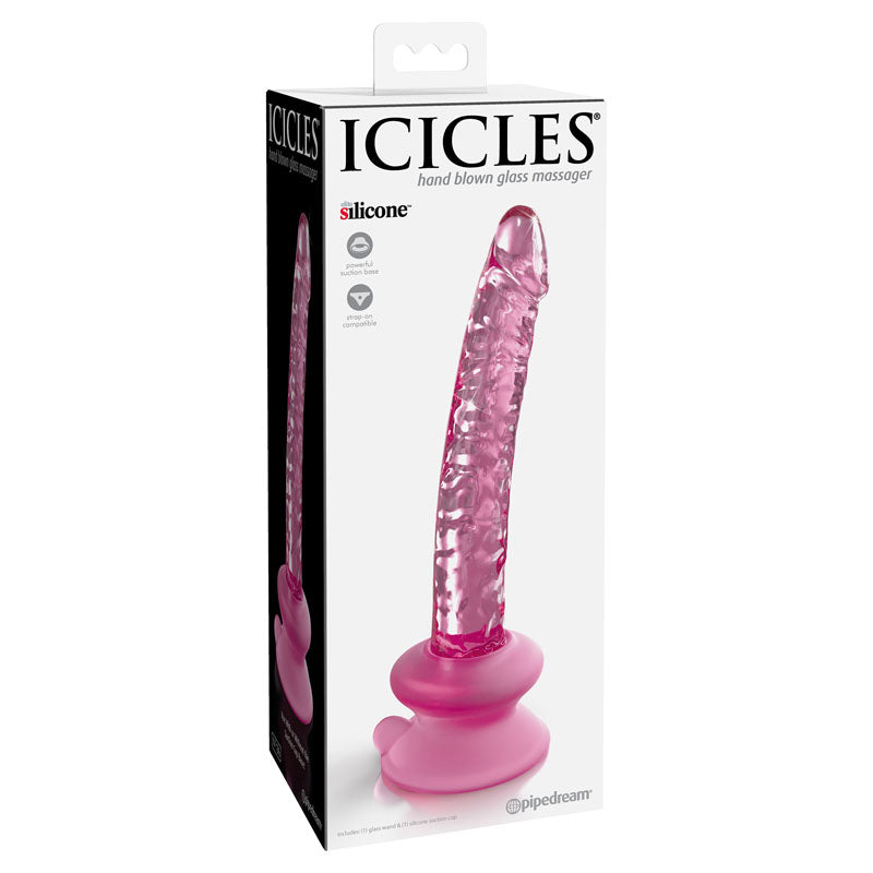 Icicles #86 Glass Dildo - Realistic Veiny Design, Suction Base, Strap-On Compatible (17cm)