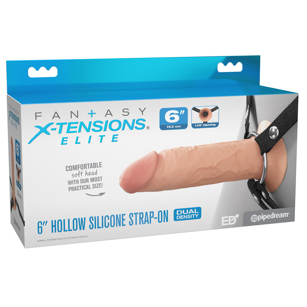 FX Elite 6” Dual-Density Hollow and Adjustable Silicone Strap-On (Flesh)