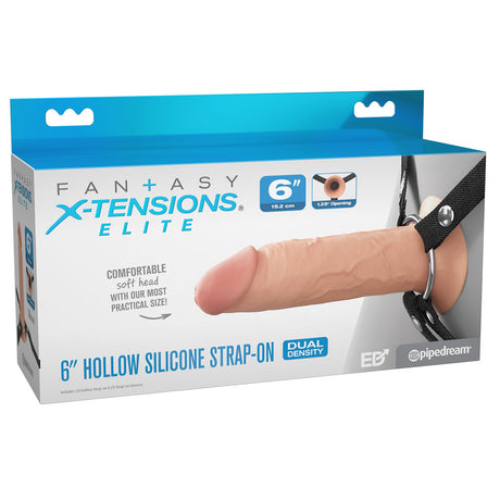 FX Elite 6” Dual-Density Hollow and Adjustable Silicone Strap-On (Flesh)