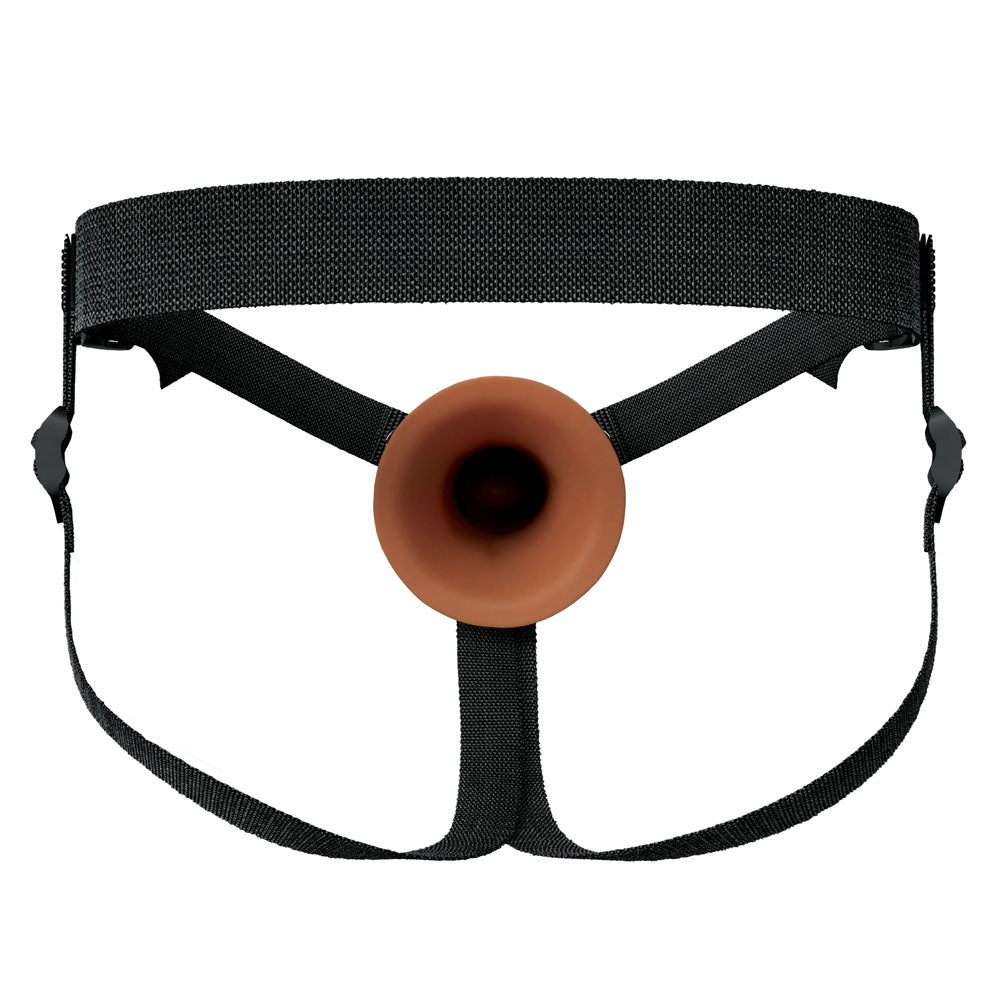 FX Elite 6” Dual-Density Hollow and Adjustable Silicone Strap-On (Tan)